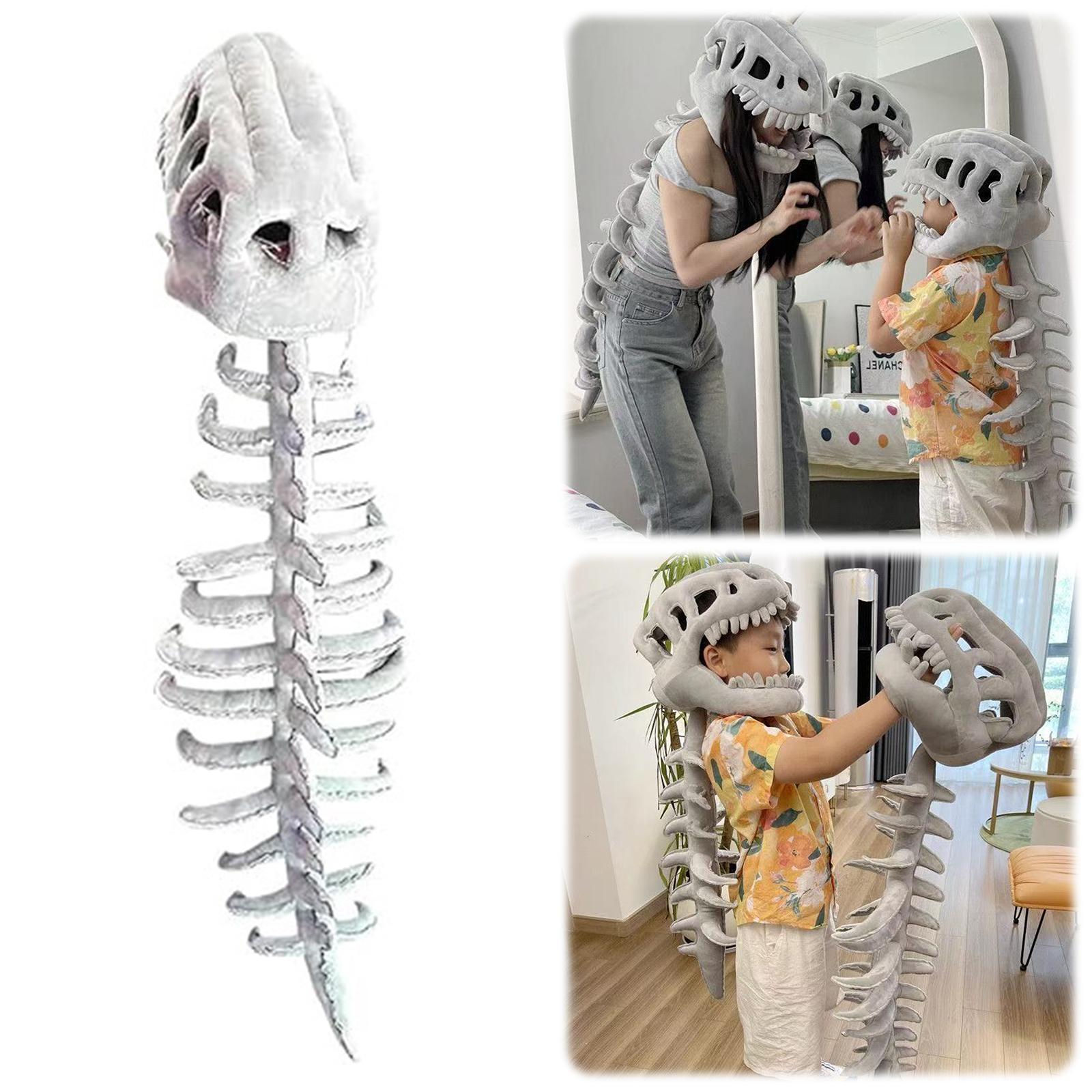 3D Dinosaur Skeleton Costume Set Halloween Dinosaur Skeleton Costume Funny Headgear Cosply Dress Up Clothing Plush Toys Gifts