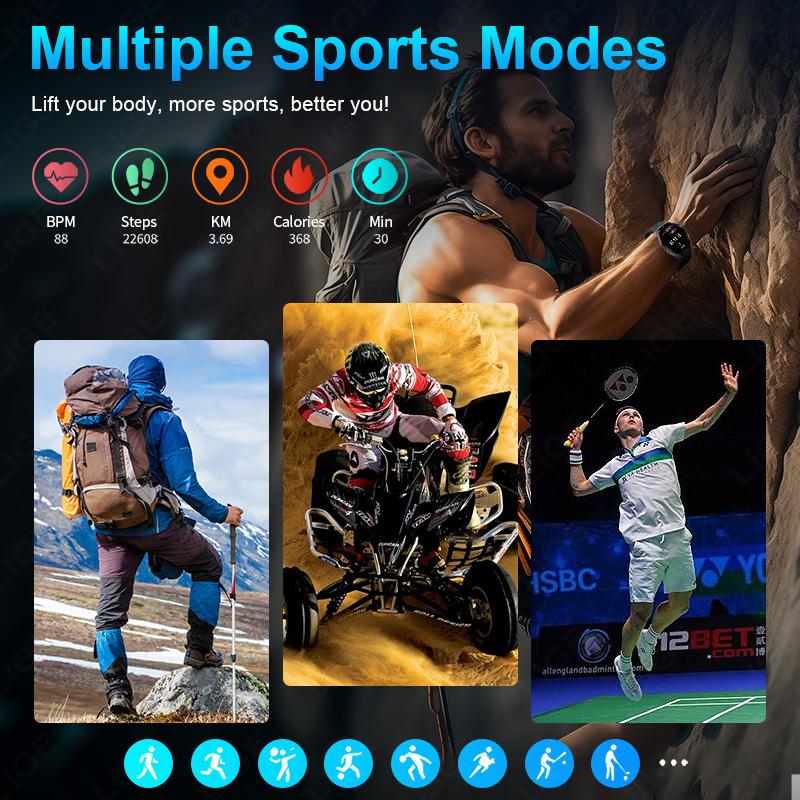 New Smart Watch Men Sports Fitness Tracker Smartwatch For Men 1.32inch Full Touch HD Bluetooth Call Watch For Android IOS