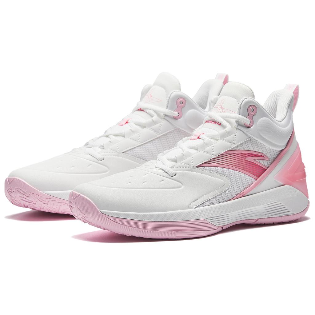 Anta Attack BM Cement Nemesis Performance Sports Leather High-Top Basketball Shoes Men Sneaker White Pink 912531604Q-1