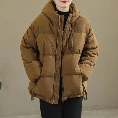 Zimní zateplený dámský bavlněný péřový kabát Dámský Kabát s kapucí Bunda na zip Bunda Parkas Ležérní vycpané svrchní oblečení