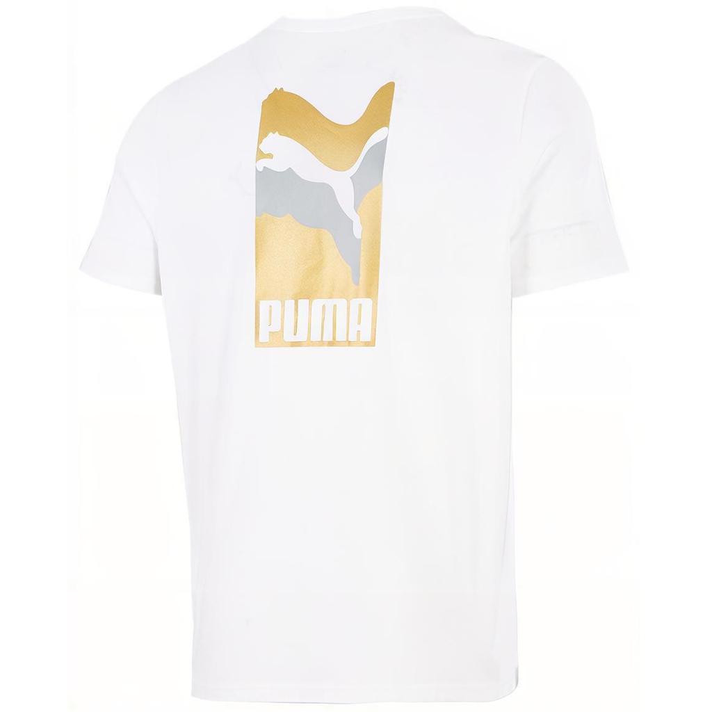Puma Camiseta Casual Deportiva de Manga Corta con Estampado de Alfabeto para Hombre Tops Blanco 847651-02