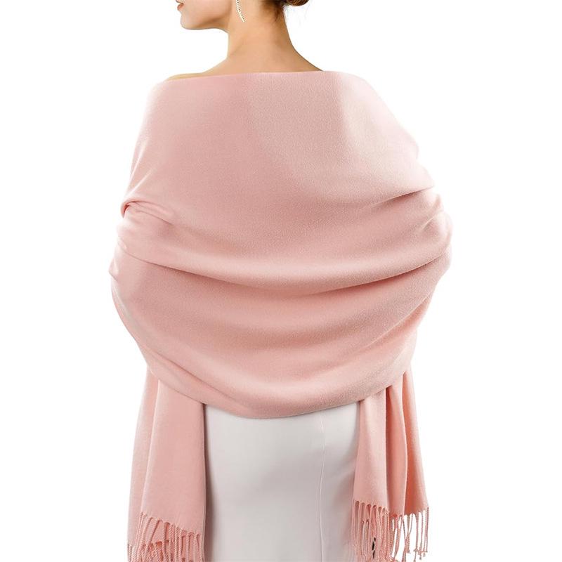 European-American Thickened Warm Winter Scarf: Long, Wide, Imitation Cashmere Shawl In Solid Colors