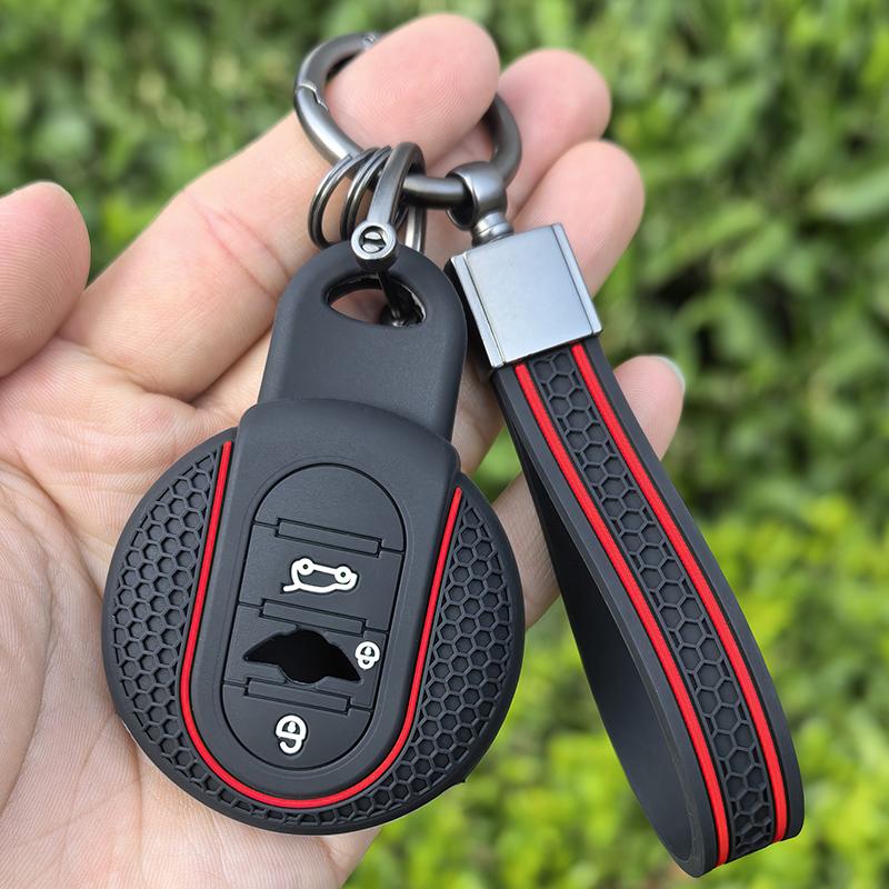 Schlüsselanhängerhülle mit Schlüsselring, Weiche Vollschutz-Schlüsseltasche für BMW MINI COOPER S ONE JCW F54 F55 F56 F57 F60 CLUBMAN COUNTRYMAN