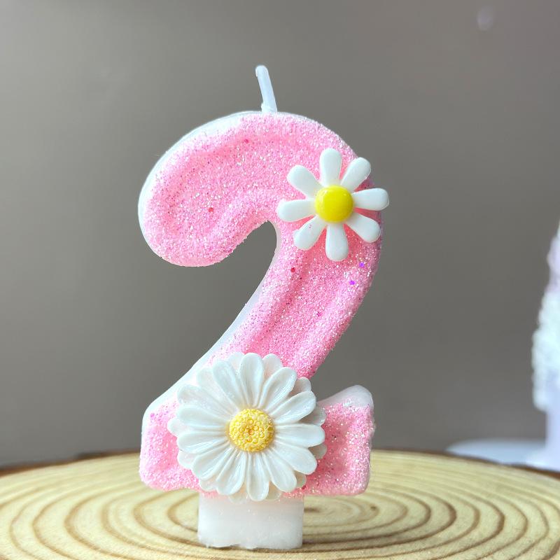 3D Number Cake Decorating Candle Pink Glitter Birthday Candles Digital Candle Cake Topper Birthday Party Anniversary Cake Decor