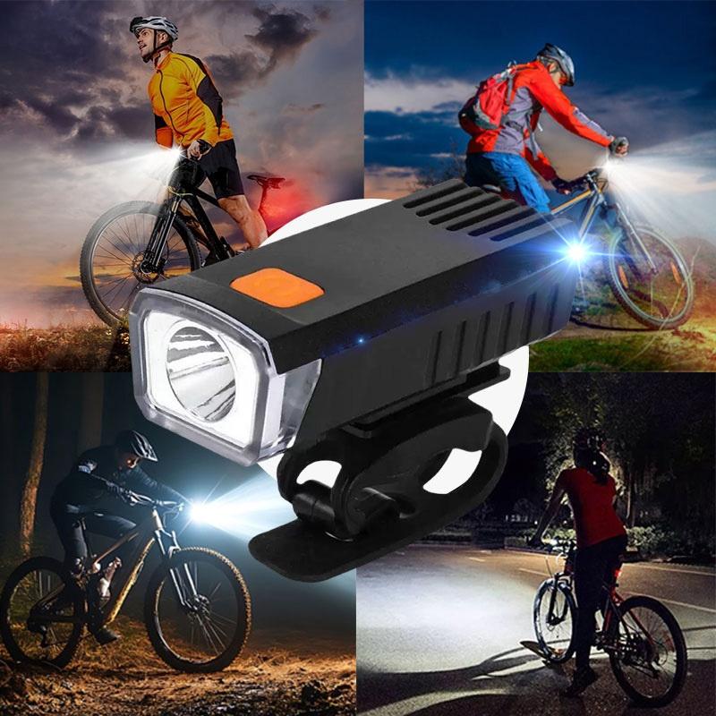 USB-Powered Bike Headlight with USB Rechargeable Lithium Battery 3-Mode (Bright/Dim/Strobe) Front Bike Light Quick-Attach Handlebar Mount