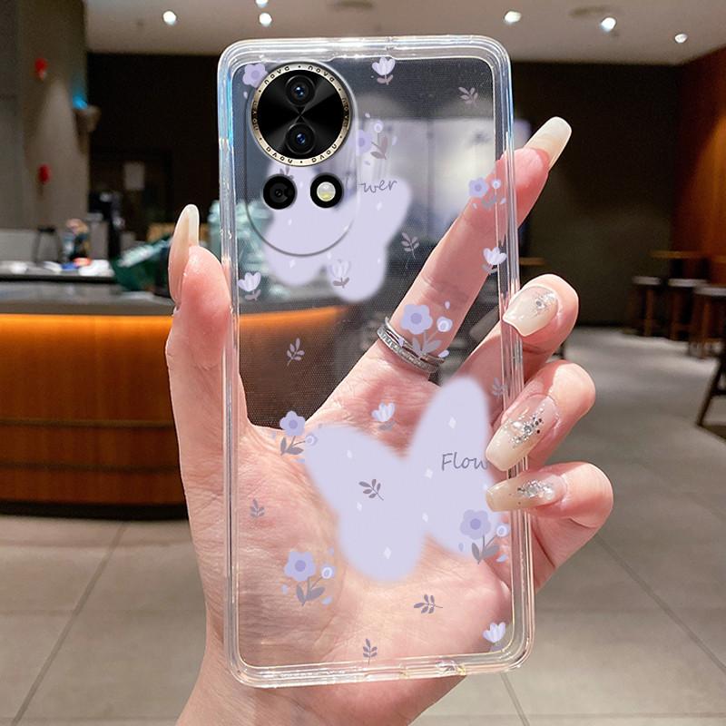 Nova12 Hülle Klar Luxus Mode Schmetterling Blume Weiches TPU Silikon Rückabdeckung Für Huawei Nova 12 Pro Transparente Handyhüllen