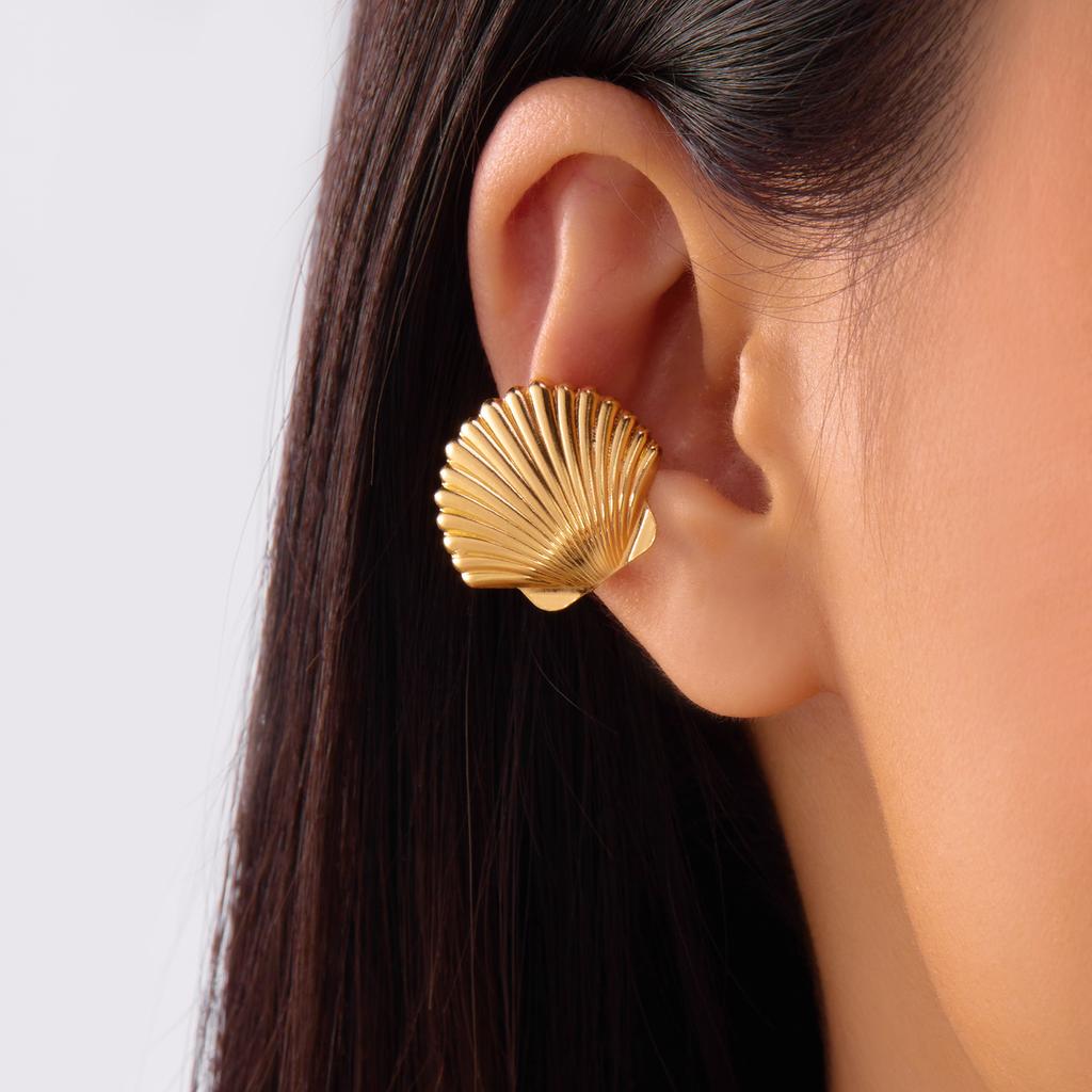Starfish Ear Armor Ear Bone Clip for Women Simple Shell Floral No Ear Hole Bony Ring Ear Clip Beach Holiday Zircon Gift
