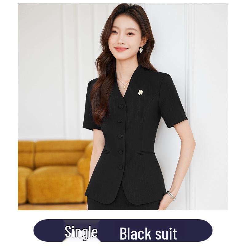 Women's Summer Short-Sleeved Suit Skirt Set - Professional Beautician and Salon Reception Workwear