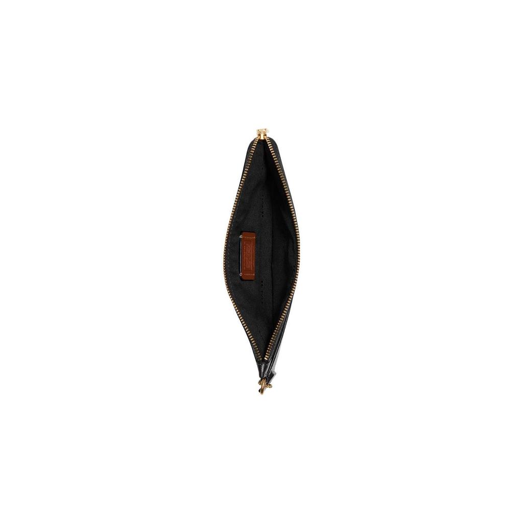 Coach Black Pebbled Leather Medium Zip Around Wristlet Wallet with Gold C Logo for Daily Use