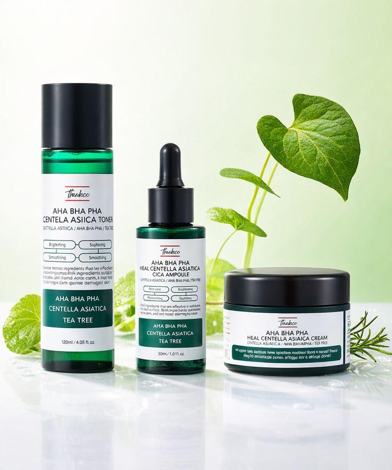 Thinko AHA BHA PHA Heal Centella Cica Toner/Ampoule/Cream 3-Piece Skincare Set