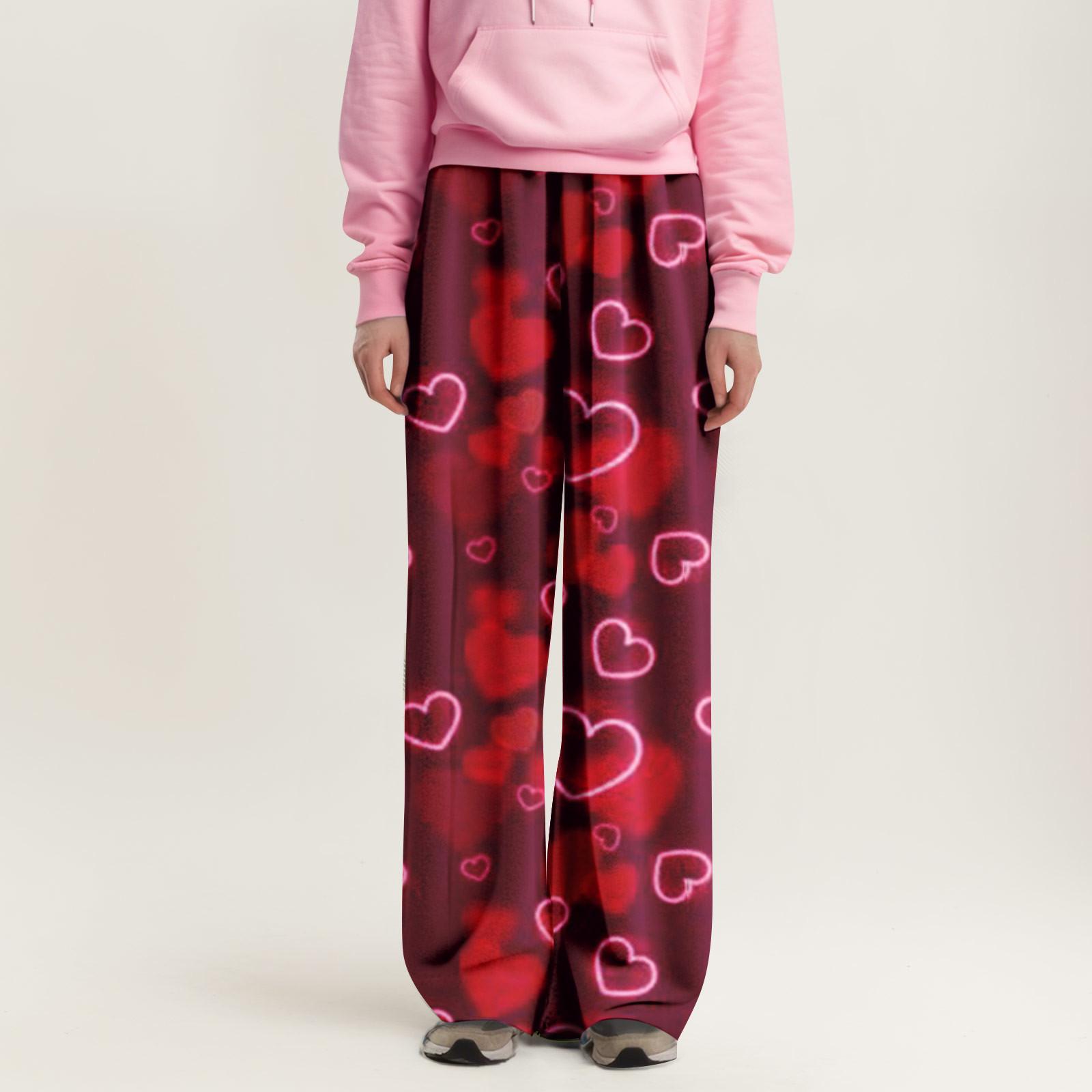 

Женские пижамные штаны, одежда для сна, повседневные брюки с эластичной резинкой на талии, удобные прямые свободные брюки для йоги XXL винный