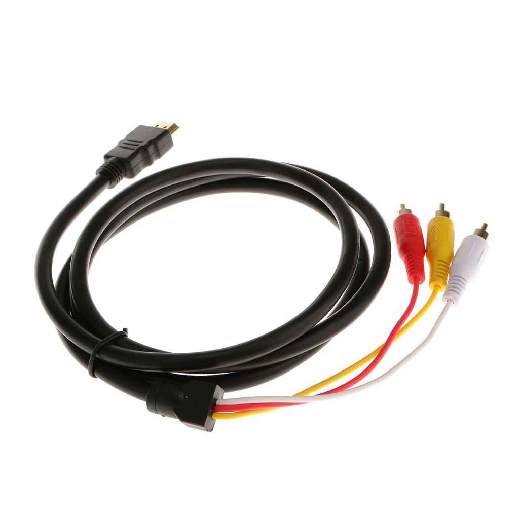 2Pcs HDMI Male To 3RCA Cable Three Color Coded RCA Composite