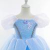 Cinderella Blue Princess Dress Girls Cosplay Theme Party Prom Gown Kids Birthday Gift Halloween Carnival Print Charm Clothing