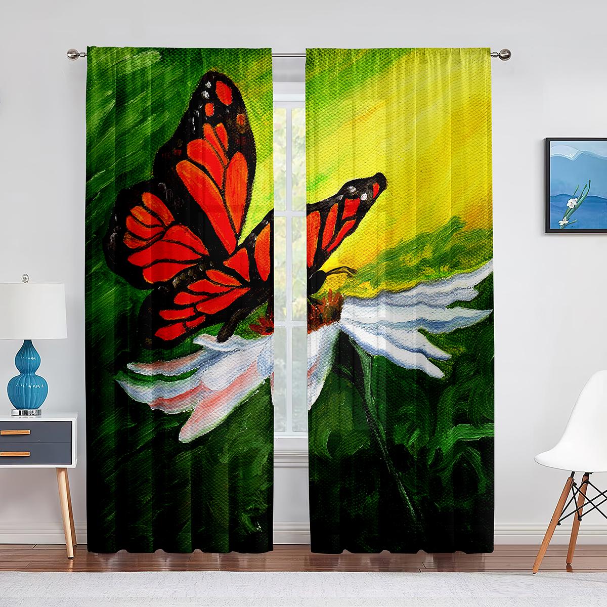 Весенний цветок красочные цветочные бабочки прозрачные занавески для гостиной вуаль — фото 5
