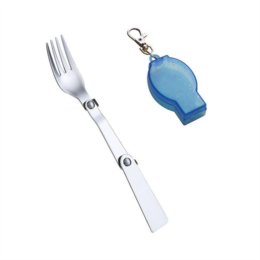 

Portable Storage Box Three-Fold Creative Pocket Spoon Camping Tableware Folding Fork Folding Spoon Blue-Fork