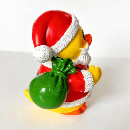Christmas Santa Claus Duck Figurine Cartoon Santa Duck Resin Statue Sculpture Xmas Holiday Party Desktop Decoration