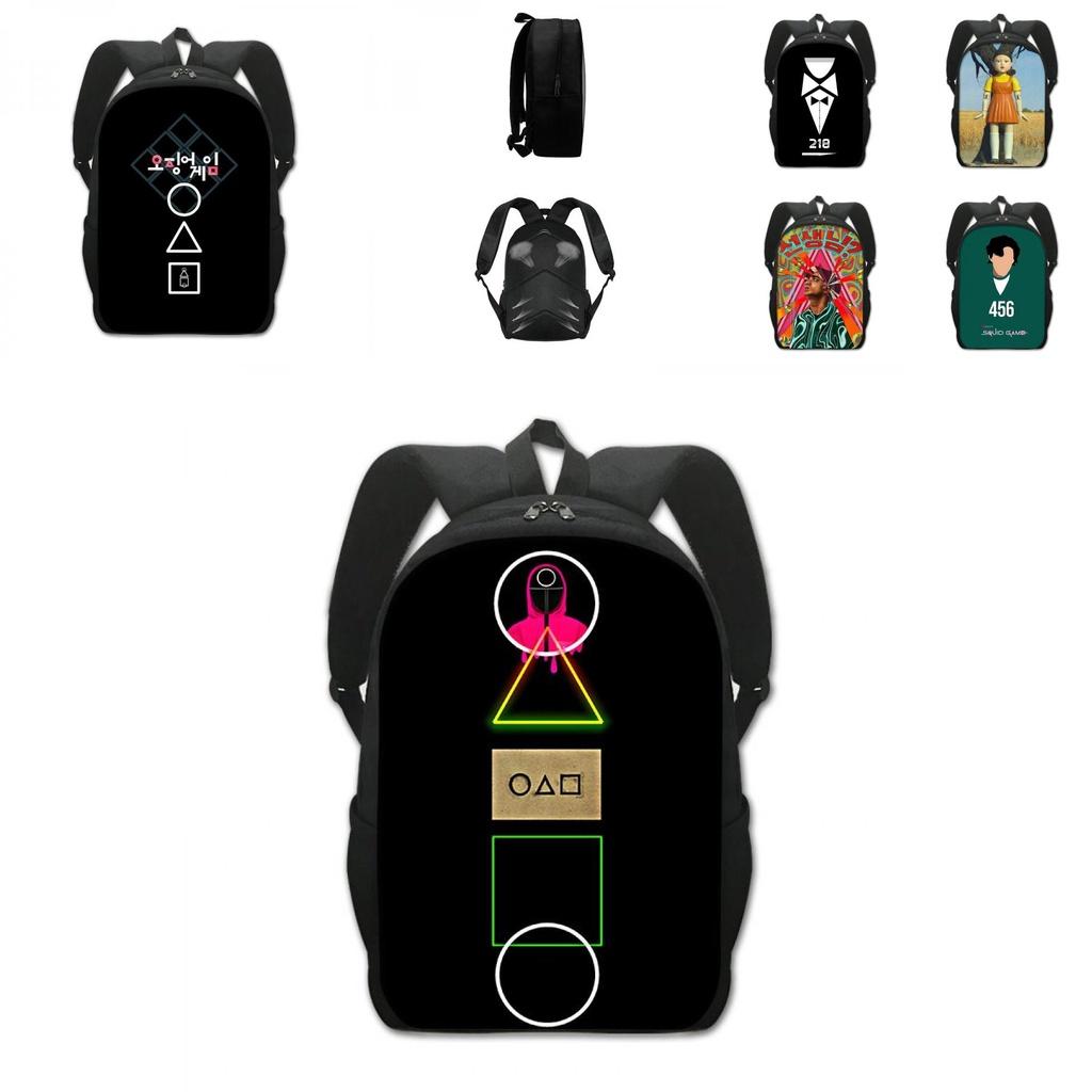 Squid Game Backpack Cartoon Schoolbag For Kids With Adjustable Shoulder Straps