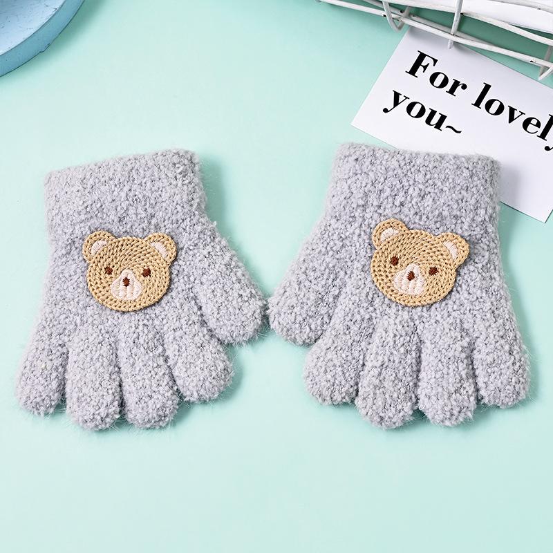 Children's Winter Five-Finger Gloves – Warm, Cute Cold-Proof Gloves for Boys and Girls, Perfect for Cycling and Writing In Autumn and Winter.
