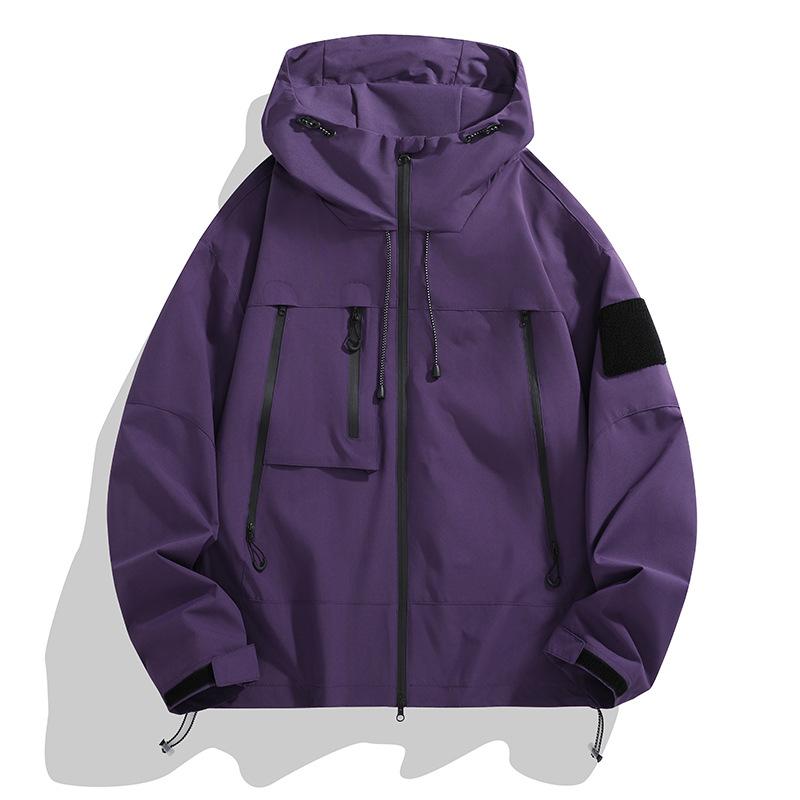 Outdoorjacke für Herren, wind- und wasserdicht, Bergjacke, Arbeitsjacke mit Kapuze, Paarjacke zum Angeln und Bergsteigen