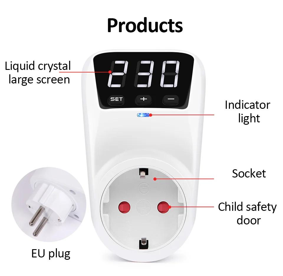 Adjustable Voltage Protector Socket with 16A/15A Rating - AC 230V/110V Surge Protection for Refrigerator and Home Appliances