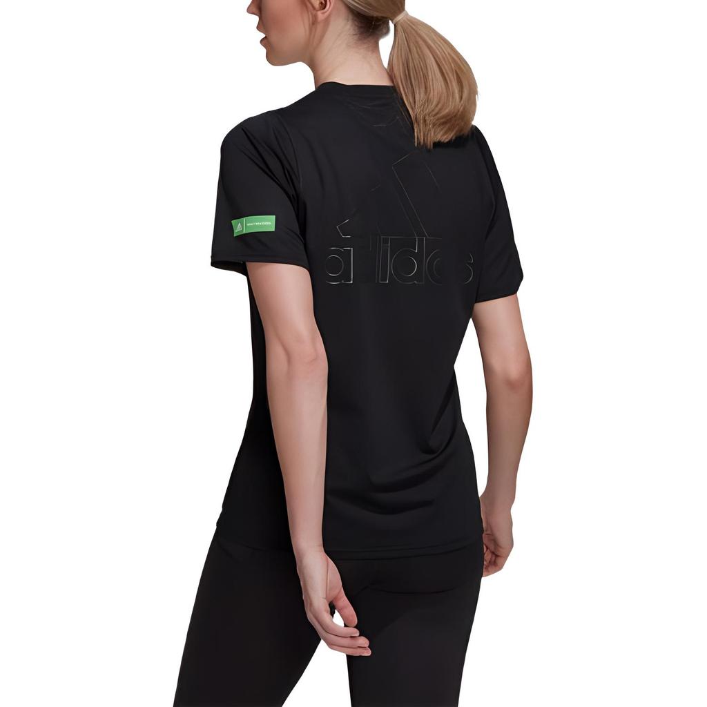 adidas T-shirt Casual Traspirante a Maniche Corte con Stampa Logo Monocromatico Collaborazione X Marimekko Top da Donna HG6321