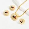 Light Luxury Earrings Necklace Jewelry Set Personalized Zircon Flower Design Ring Long Necklace