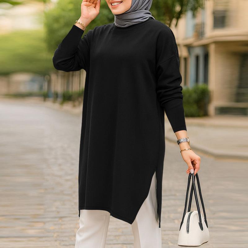 ZANZEA Women Casual Round Neck Solid Color Loose Long Sleeve T-Shirts