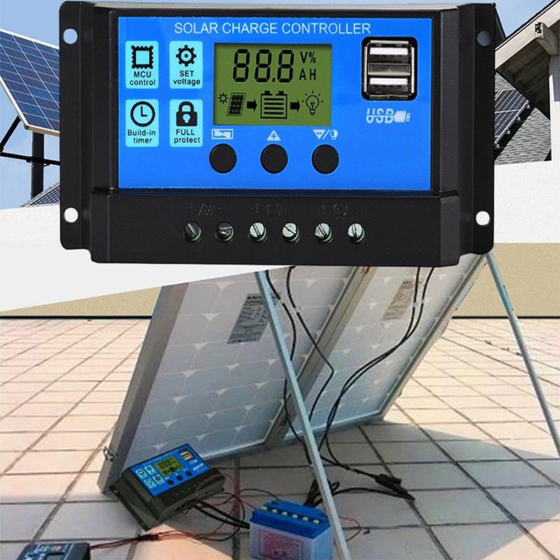 60A Charge Controller - Solar Panel Charge Controller 12V 24V Max 48V 1560W Input Adjustable Parameter Lcd Display