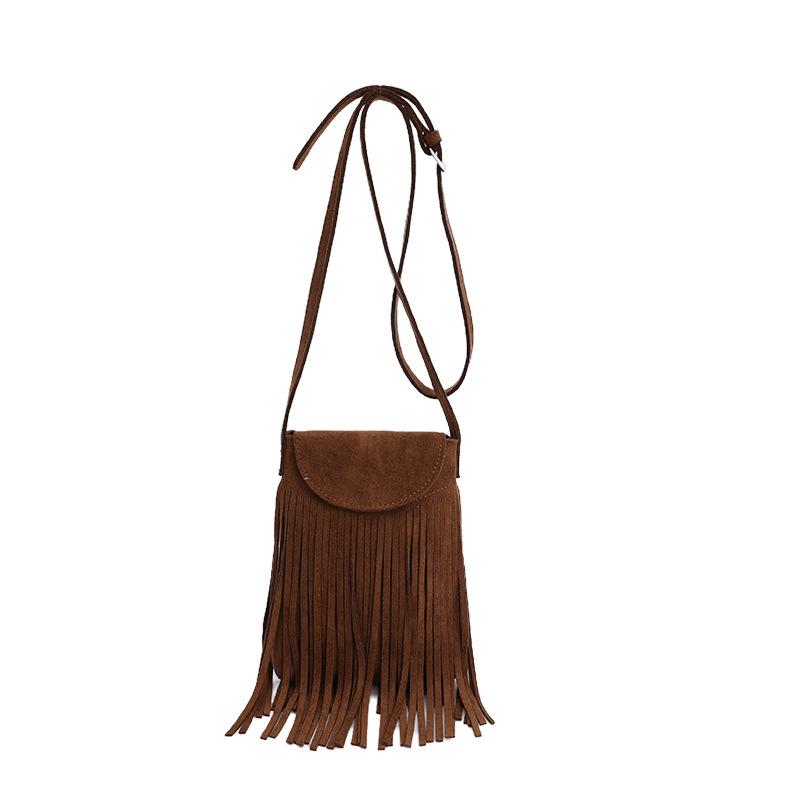 New Tassel Mobile Phone Bag Retro Trend Shoulder Crossbody Small Square Bag Spring and Summer Fashion Women's Bag