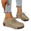 Women's Wide Width Platform Lace-Up Flats - Chunky Sole Casual Shoes for Spring & Fall, Comfortable Everyday Shoes