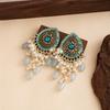 Diamond Drop Fringed Pearl Earrings Retro Bohemian Ethnic Stud Earrings Light Luxury Temperament Earrings