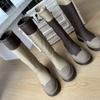 Fashion 2025 New Women Motorcycle Knee-high Boots Woman Fashion Casual Thick Sole Platform Flats Heels Botas Femininas Long Booties