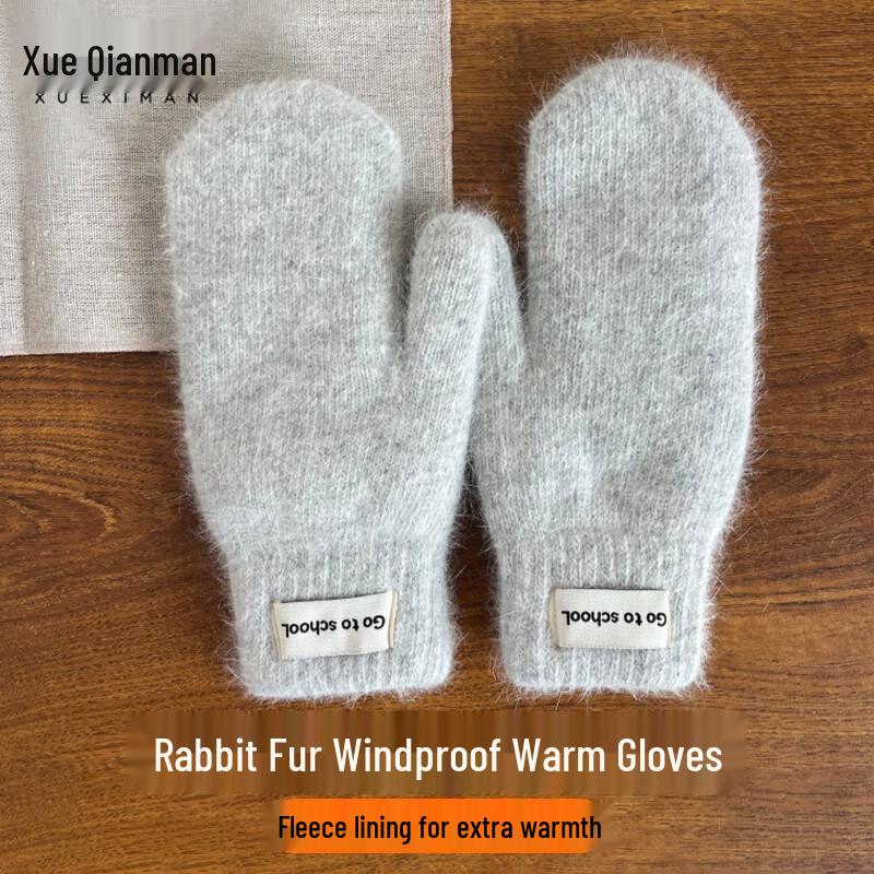 Xue Qiman Unisex Thickened Rabbit Fur Gloves