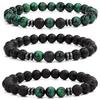 Volcanic Stone & Tiger Eye Lapis Agate Bracelet Set - Fashionable and Simple Style
