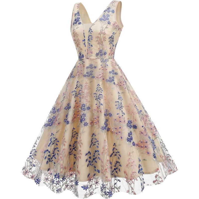 European and American Tulle Floral Dress 2026 Summer New Wedding Guests Formal Party Dress