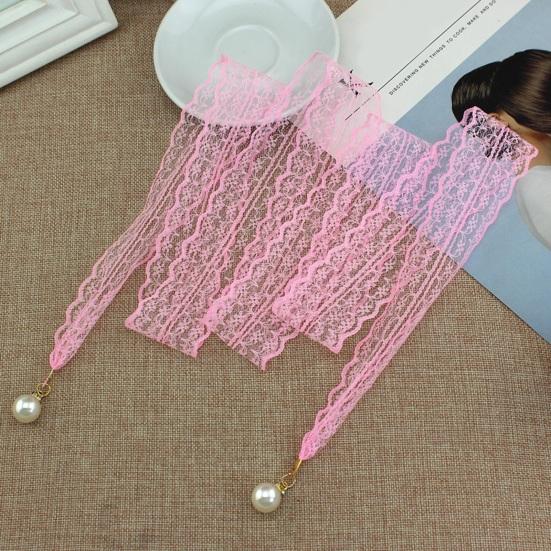 Women Lace Belt Hollow Design Lightweight Breathable Adjustable Waist Slimming Non-Fading Imitation Pearl Pendant Belt