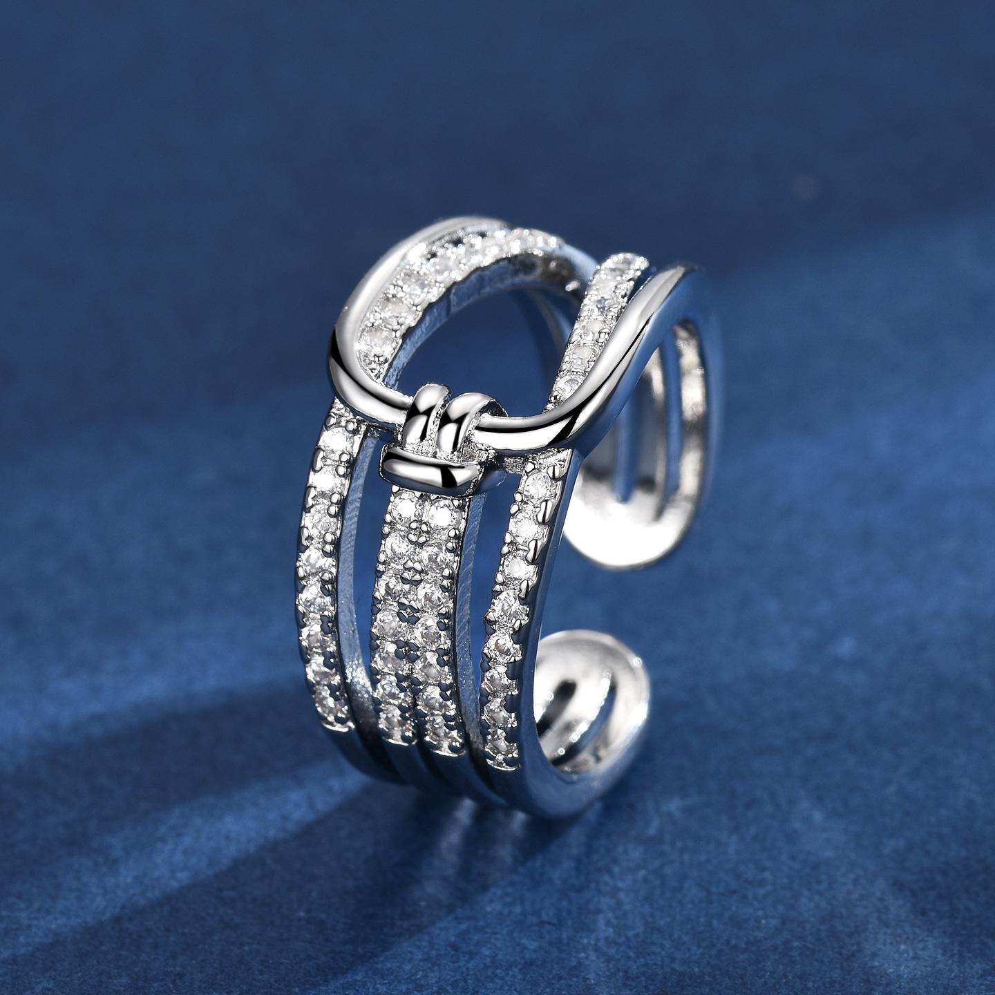 

Korean-Style Double Zircon Flower Ring for Women: Adjustable, Elegant, and Unique Design. Adjustable Open