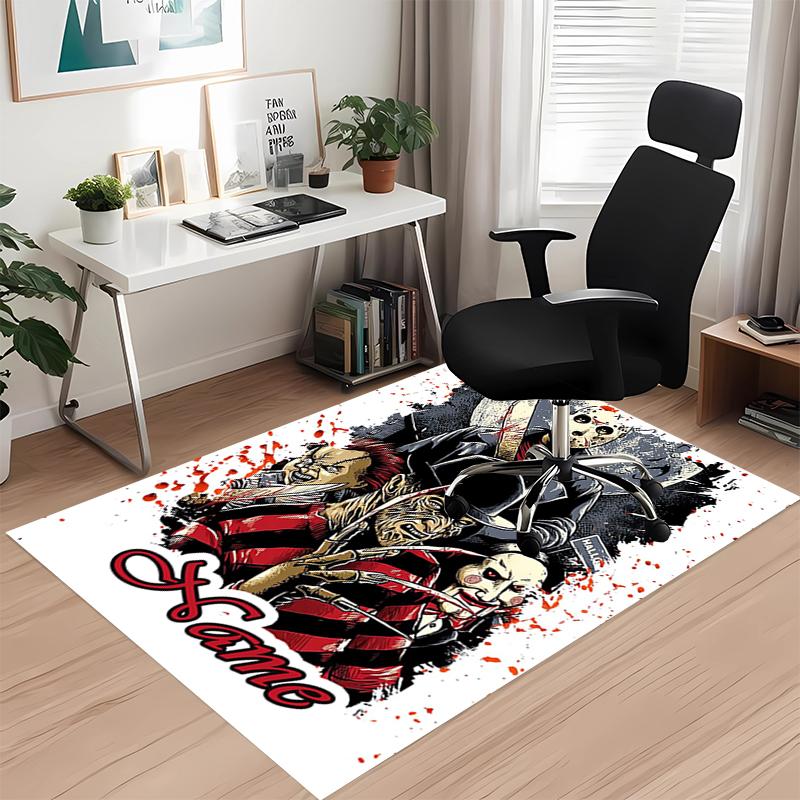 Benutzerdefinierter Name Halloween Horror Bedruckter Teppich, für Bürostuhl Wohnzimmer Schlafzimmer Küchenraum Dekor Geschenke.
