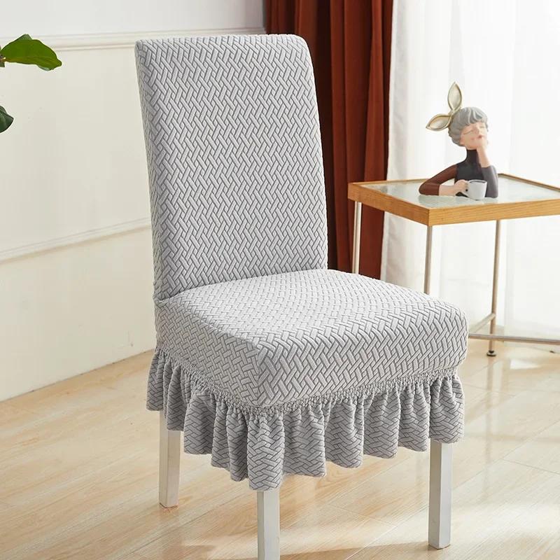 Dining Table Chair Cover Elastic Chair Covers with Skirt Bubble Banquet Chair Slipcover Stretch Chairs Skirt Home Testiles