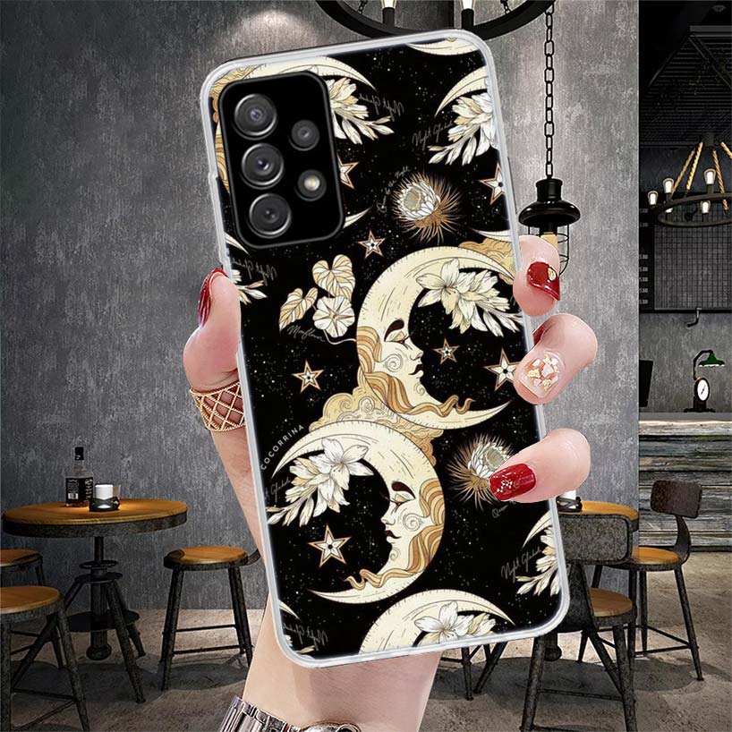 Funny Sun Moon Face Soft Phone Case For Samsung Galaxy A12 A22 A32 A52 A72 A02S A51 A50S A71 A70 A31 A20S Note 20 Ultra S10 A10S