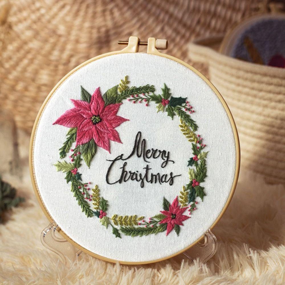 Elk Deer Christmas Embroidery Kit DIY Embroidery Set Home Decor Cross Stitch Set  Adults