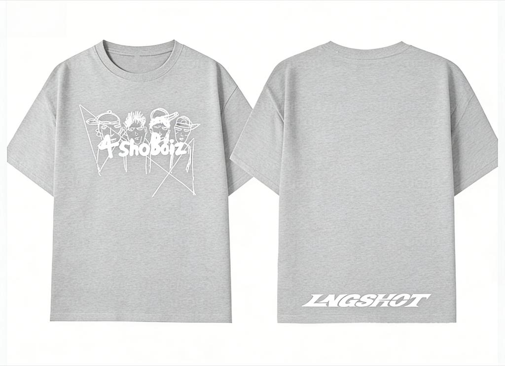 Vintage 4shoboiz Group Sketch Print Tshirt Lngshot Letter Back Print Oversized Hip Hop Tshirt Unisex Y2k Streetwear Short Sleeve