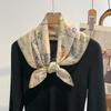 Floral Print Soft Neck Ties Cotton Feel Head Scarf Women Foulard Bandana Female Hijab Headscarf Spring Autumn Shawls and Wraps