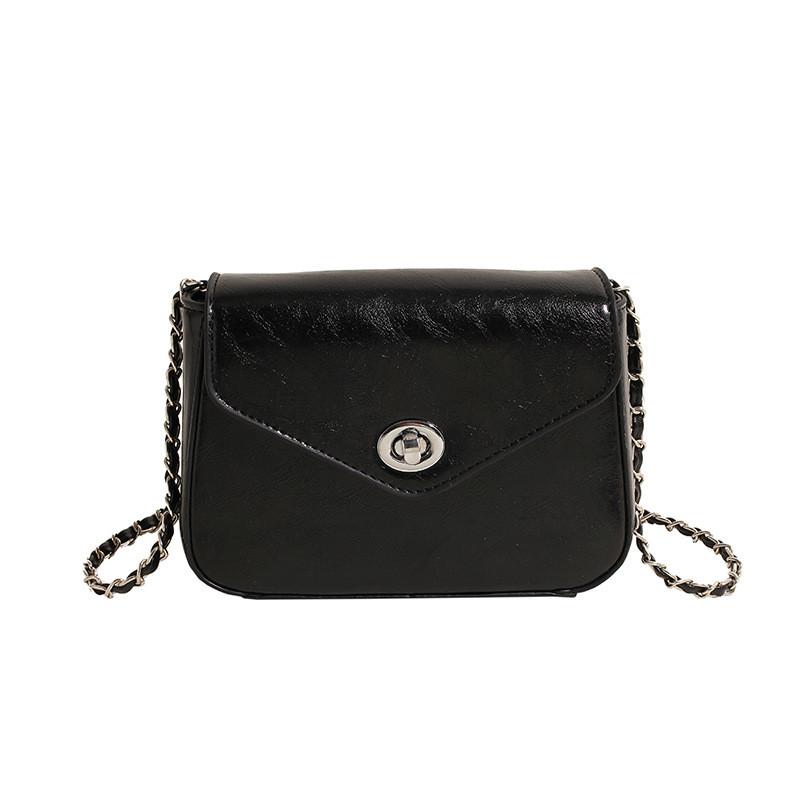 IELGY Fashion Simple Solid Color Chain Messenger Bag Korean Version All-Match Texture Small Square Bag