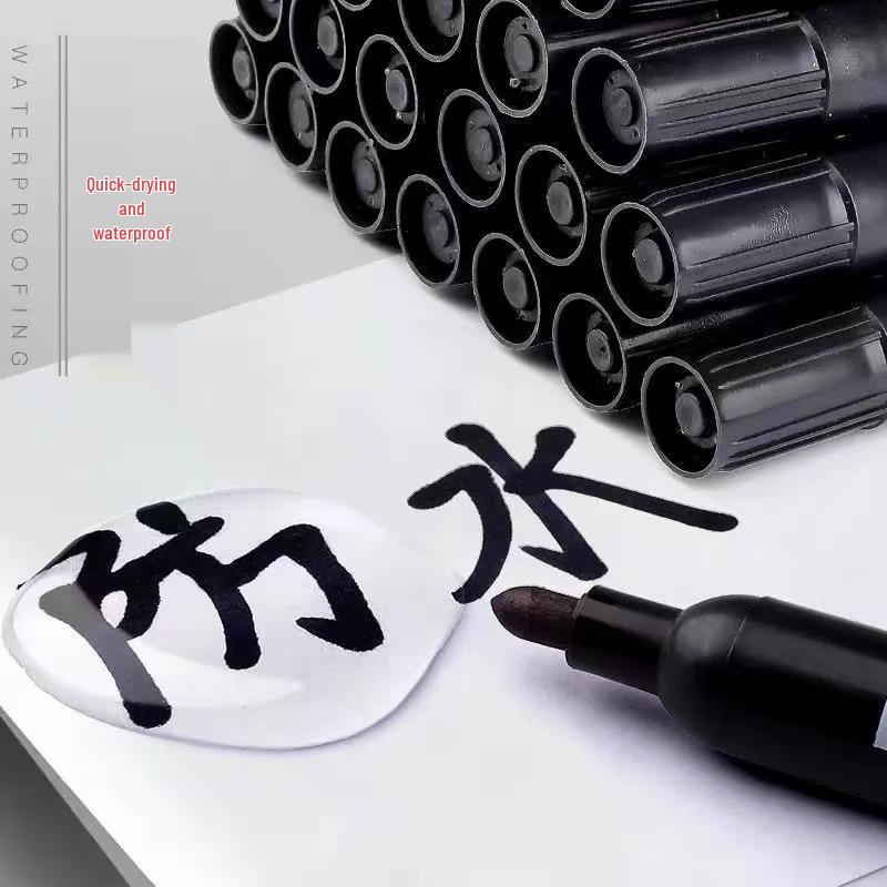Large Capacity Refillable Black Oil-Based Waterproof Marker with Thick Tip for Express Logistics