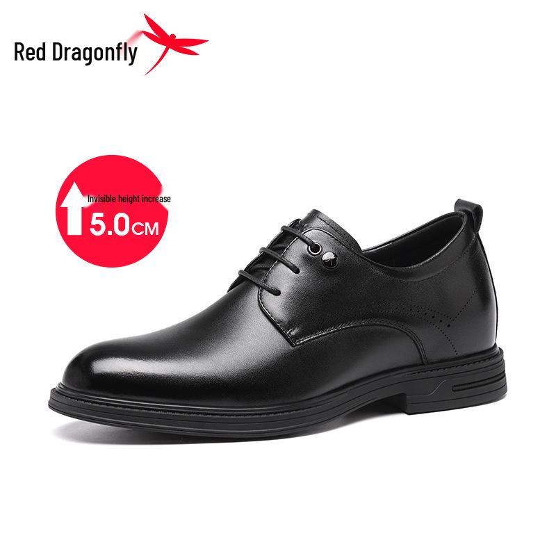 Red Dragonfly Men s Genuine Leather Derby Shoes - 5cm Height Increasing, High-End Business Formal Dress Shoes 42 чёрный