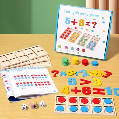 Carte Digitale Montessori Gioco Array a Dieci Griglie Giocattoli Matematici Aiuti Didattici in Legno Addizione Sottrazione Educazione Bambini Pensiero Logico