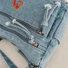 Cute Horse Embroidered Denim Crossbody Bag Multi Pocket Casual Shoulder Bag for Women