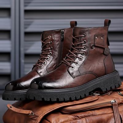 Luxury Brand Men Genuine Leather Stylish Ankle Boots Winter Classic Lace-up Antiskid Thick Bottom Boots Men Casual Leather Shoes