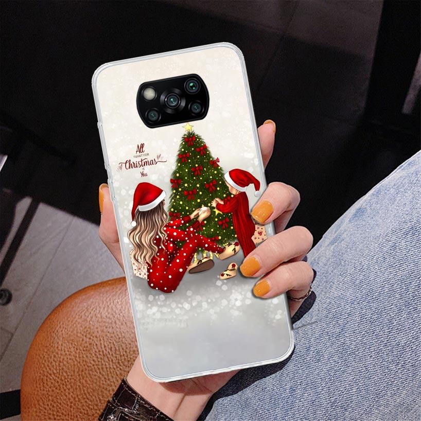 Christmas Girls Tree Gift Phone Case For Xiaomi Poco X7 X6 X5 Pro F7 Ultra Redmi 15C 15 13C 13 12C 12 10 10A 10C 9 9A 9C 9T Cove